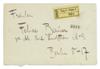 KAFKA, FRANZ. Envelope Signed with holograph address, to his fiancée Felice Bauer.